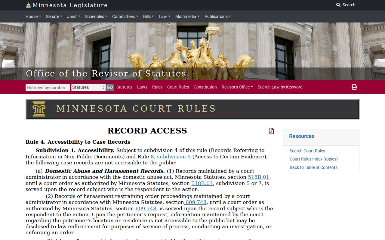 Fillmore County civil court docket Rule 4 public access source