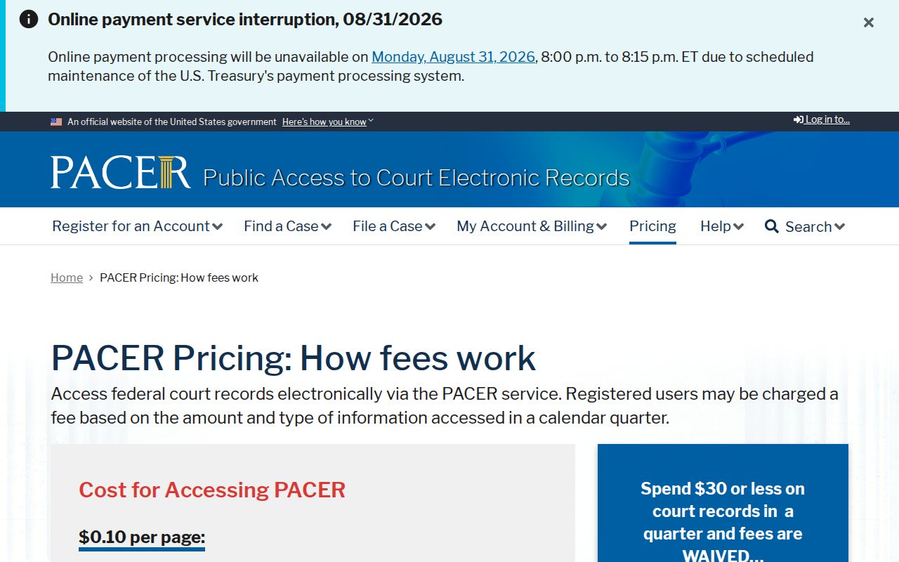 Fillmore court records federal docket PACER source
