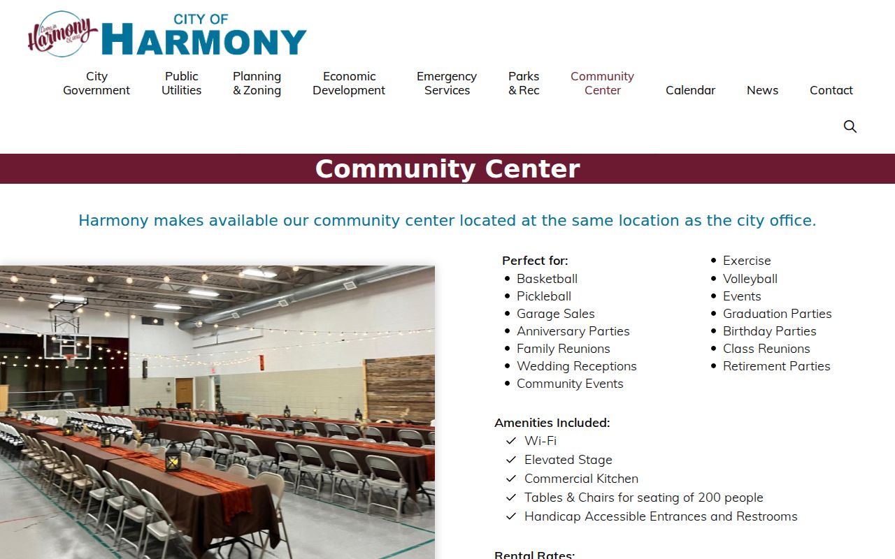 Harmony court records community center accessibility source