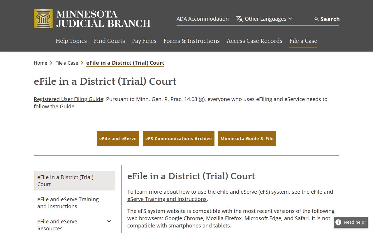 Fillmore County court docket eFS filing information